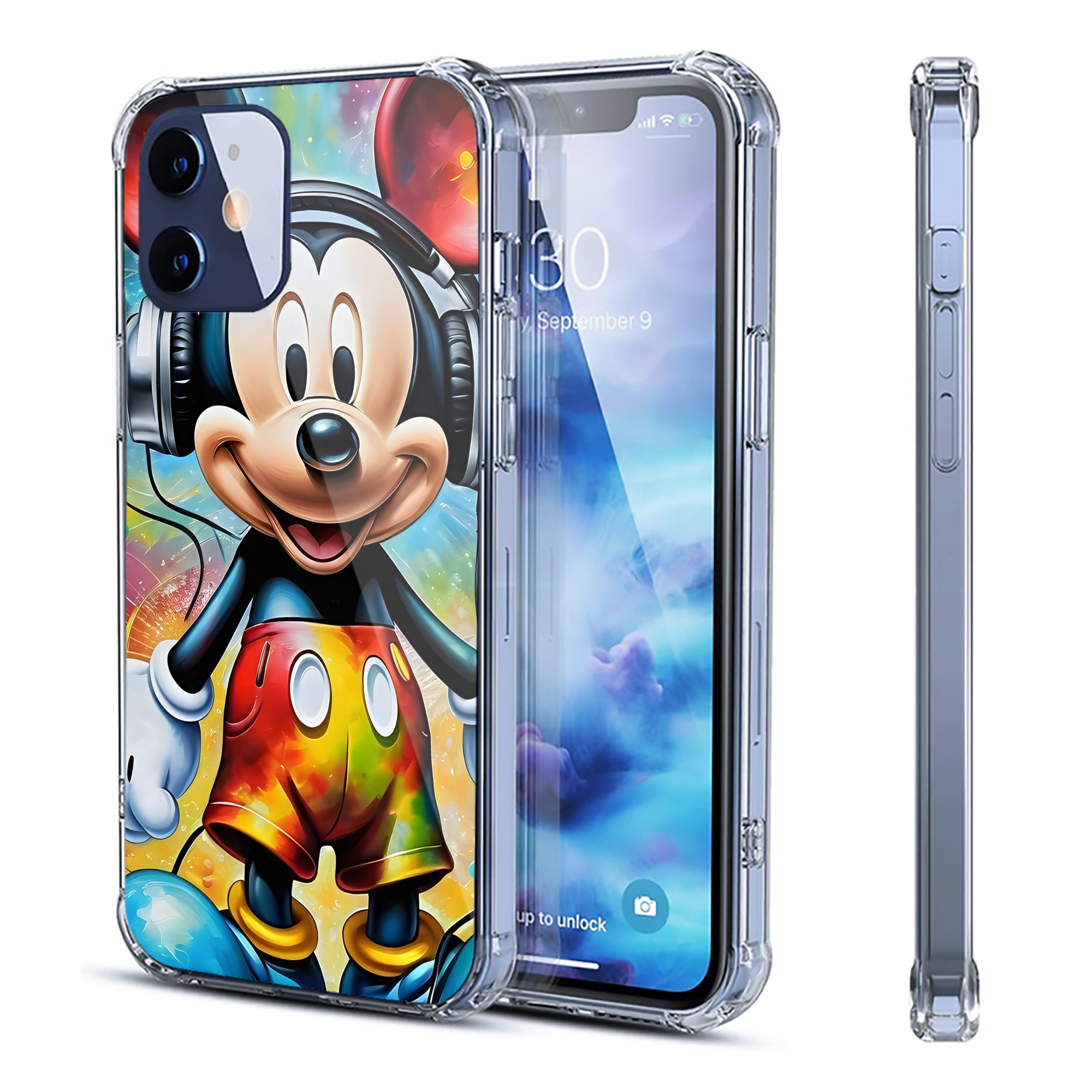 （画像用） ミッキーマウス Mickey Mouse 【iPhone 12シリーズ対応】透明スマホケース（クリアソフトケース）